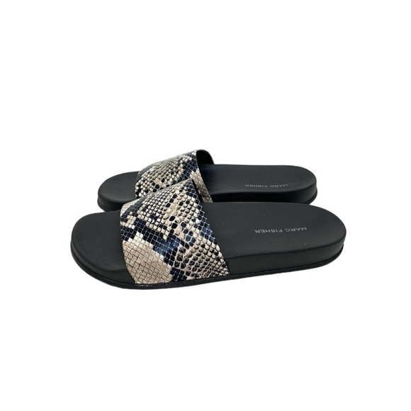 Marc Fisher Python Snakeskin Print Slides Black & Light Tan To Cream Size 7 - Picture 1 of 9